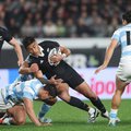 All Black Rieko Ioane with the ball against Argentina in the Rugby Championship