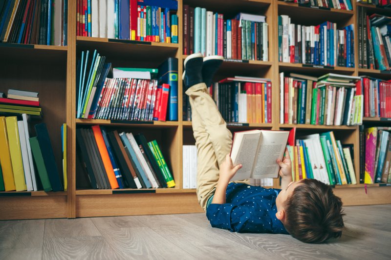 Boy reading book