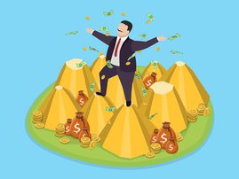 Stock image graphic of many dancing on money