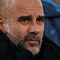 Manchester City coach Pep Guardiola looks on from the technical area during the UEFA Champions Leagu
