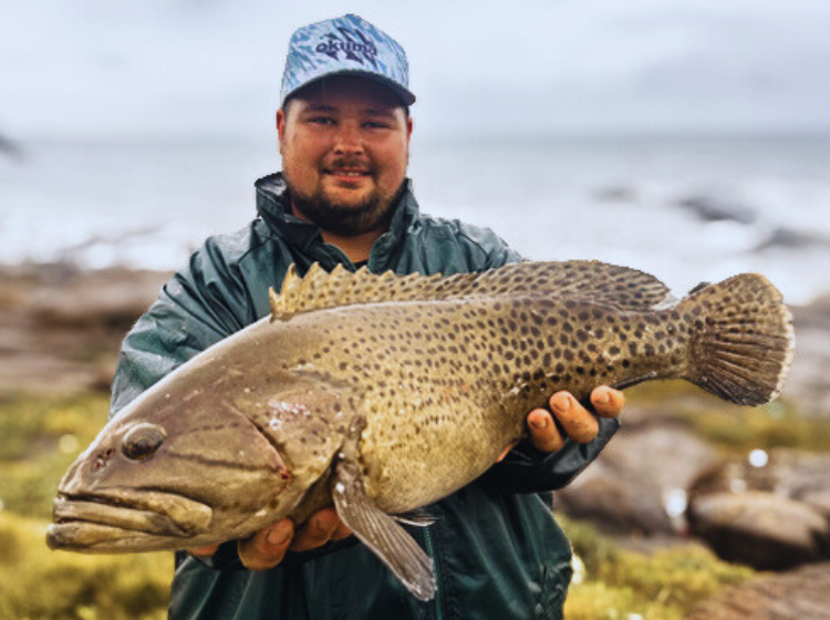 Ivan Kotze with a massive rockcod caught down South Coast