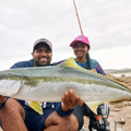 Cover angler: Myuran Moodley with a stunning Yellowtail off the rock