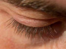 A close up of male eyelashes