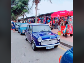 A line of Mini's parked at the Durban beachfront