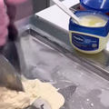 A person mixes ice cream with Vaseline as a joke