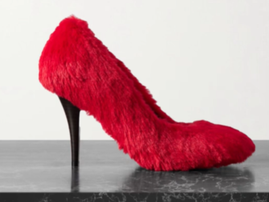 A red furry slipper heel by Stella McCartney