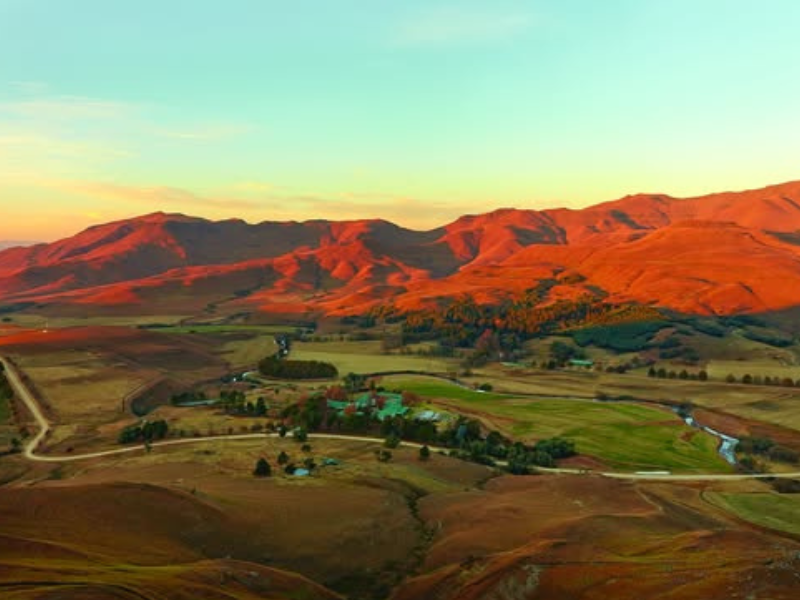 An aerial view of the Drakensberg mountains