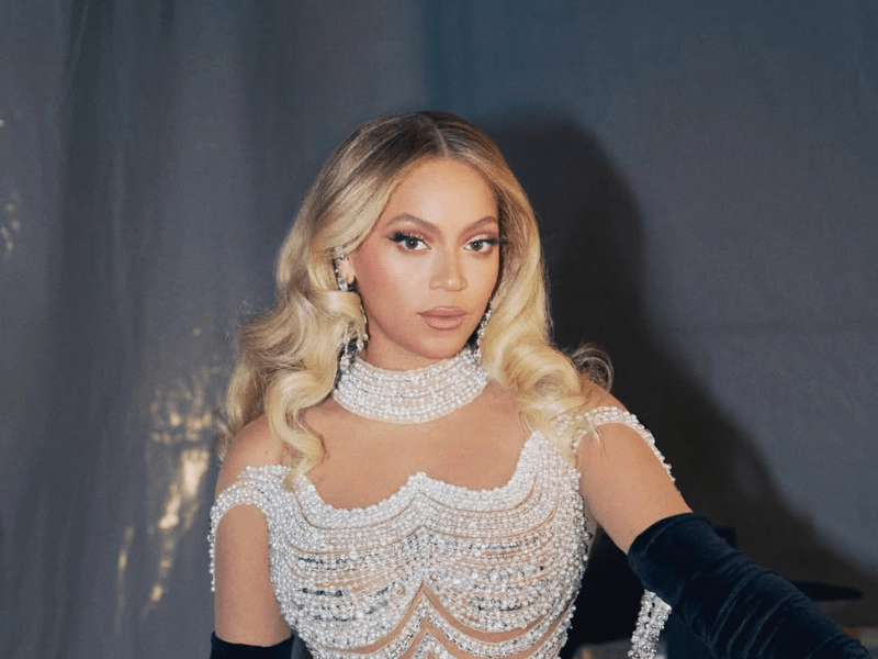 Beyonce wearing a sequin dress