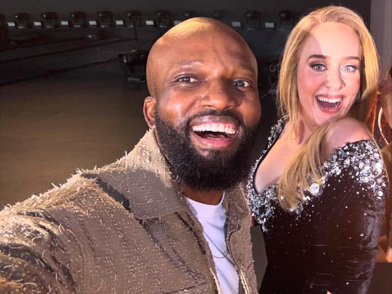 Clement Manyathela on stage with Adele