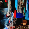 Clothes on a railing at a market