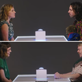 Couples speed dating on a show called The Button