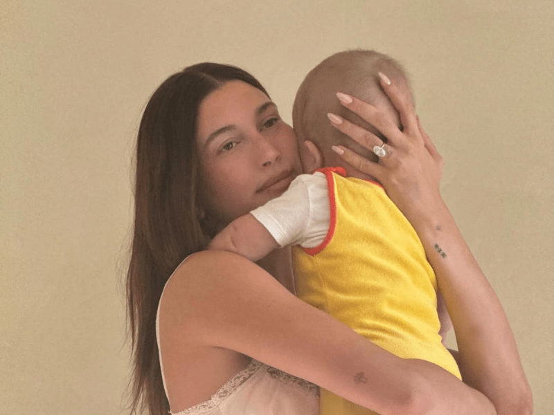 Hailey Bieber and her son Jack Blues