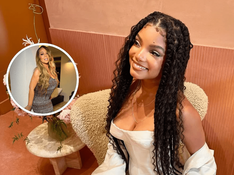 Halle Bailey sitting on a chair