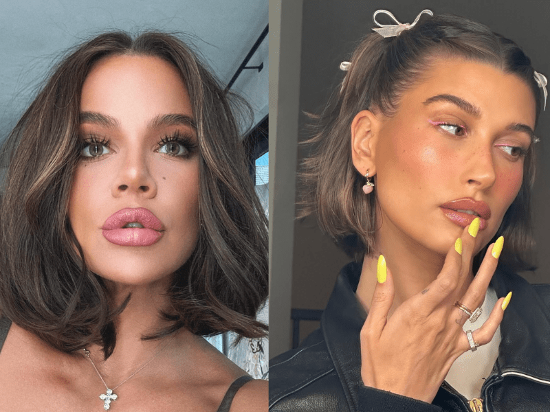 Khloe Kardashian and Hailey Bieber bob hairstyle
