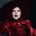 Lady Gaga wearing a full red leather outfit