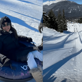 Meghan Markle sitting on snow tube