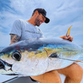 Ruan Irving with a massive Yellowfin Tuna caught at Shelly beach