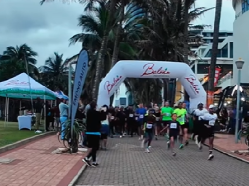 Runners leaving the start line at the Balwin Properties night run in Umhlanga