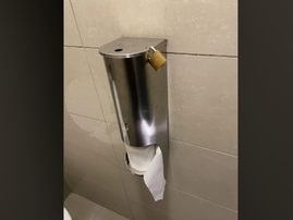 Toilet paper holder at a public toilet