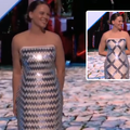 Woman wearing a dress that changes design
